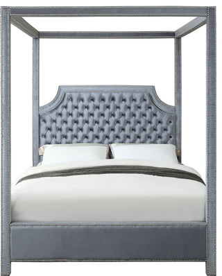 Rowan Velvet Upholstered Bed, Gray, King