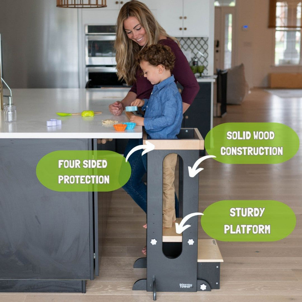 Little Partners Explore ''N Store Learning Tower, Charcoal/Natural Platform