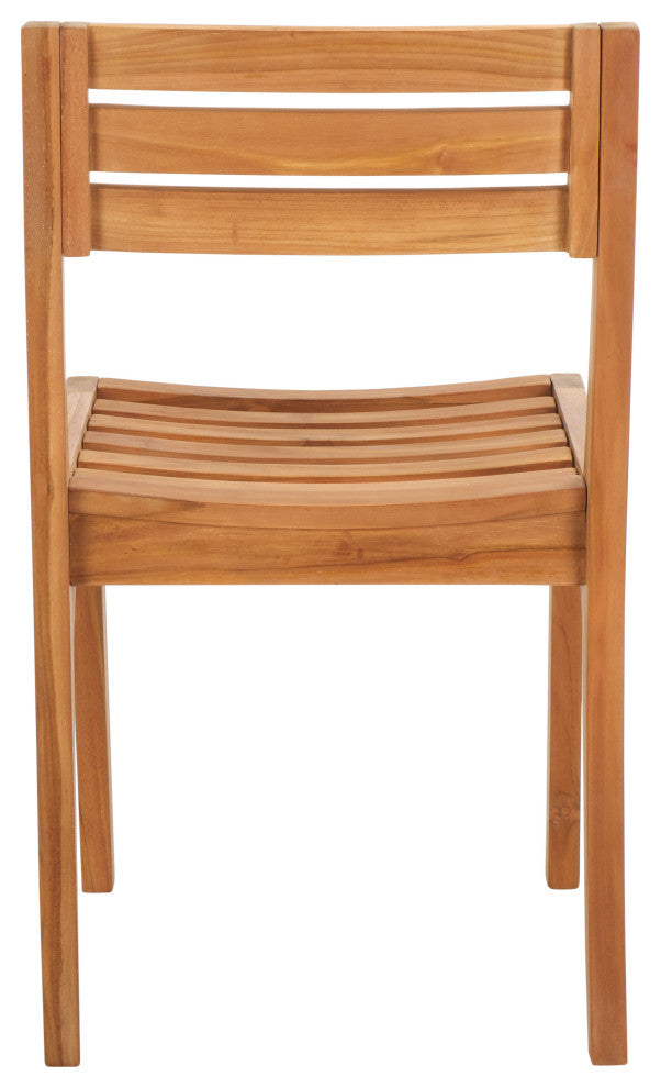 Safavieh Indoor-Outdoor Anna Solid Teak Chair, Set of 2, Natural