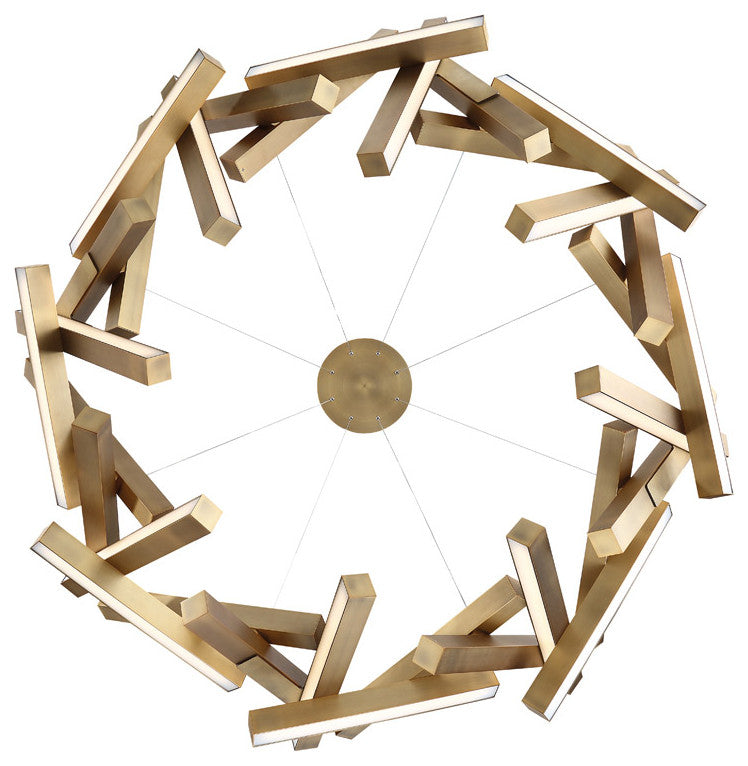 Chaos  LED Round Chandelier 3000K, Aged Brass, 60"