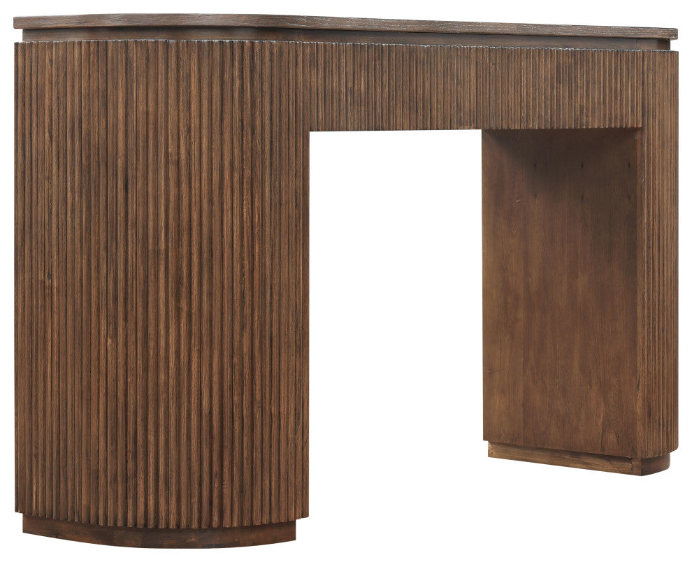 Astrid Solid Wood And Oak Veneer Vanity / Desk / Console Table, Brown