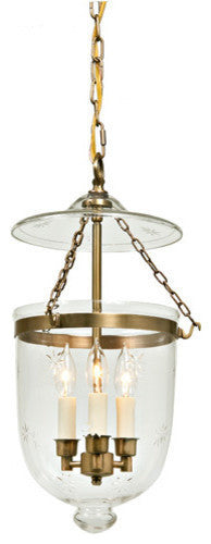 Medium Bell Jar Lantern With Star Glass, Rubbed Brass