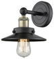 Railroad 1-Light 8" Sconce, Black Antique Brass Finish, Matte Black Shade