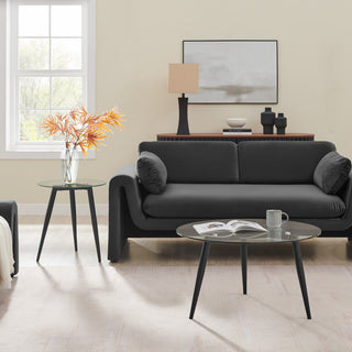 Danya B. Van Beuren Coffee and Side Table Set With Taper Legs, Black/Clear