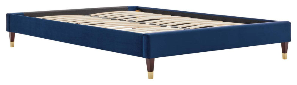 Elise Queen Performance Velvet Platform Bed MOD-6691-NAV