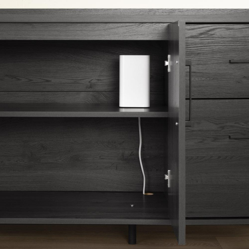 Kozack 2-Drawer Credenza with Doors, Gray Oak