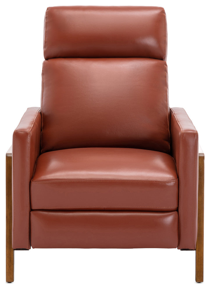 Reed Leather Push Back Recliner, Caramel