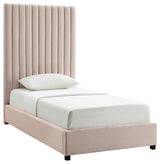 TOV Furniture Arabelle Blush Velvet Bed in Twin