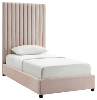 TOV Furniture Arabelle Blush Velvet Bed in Twin