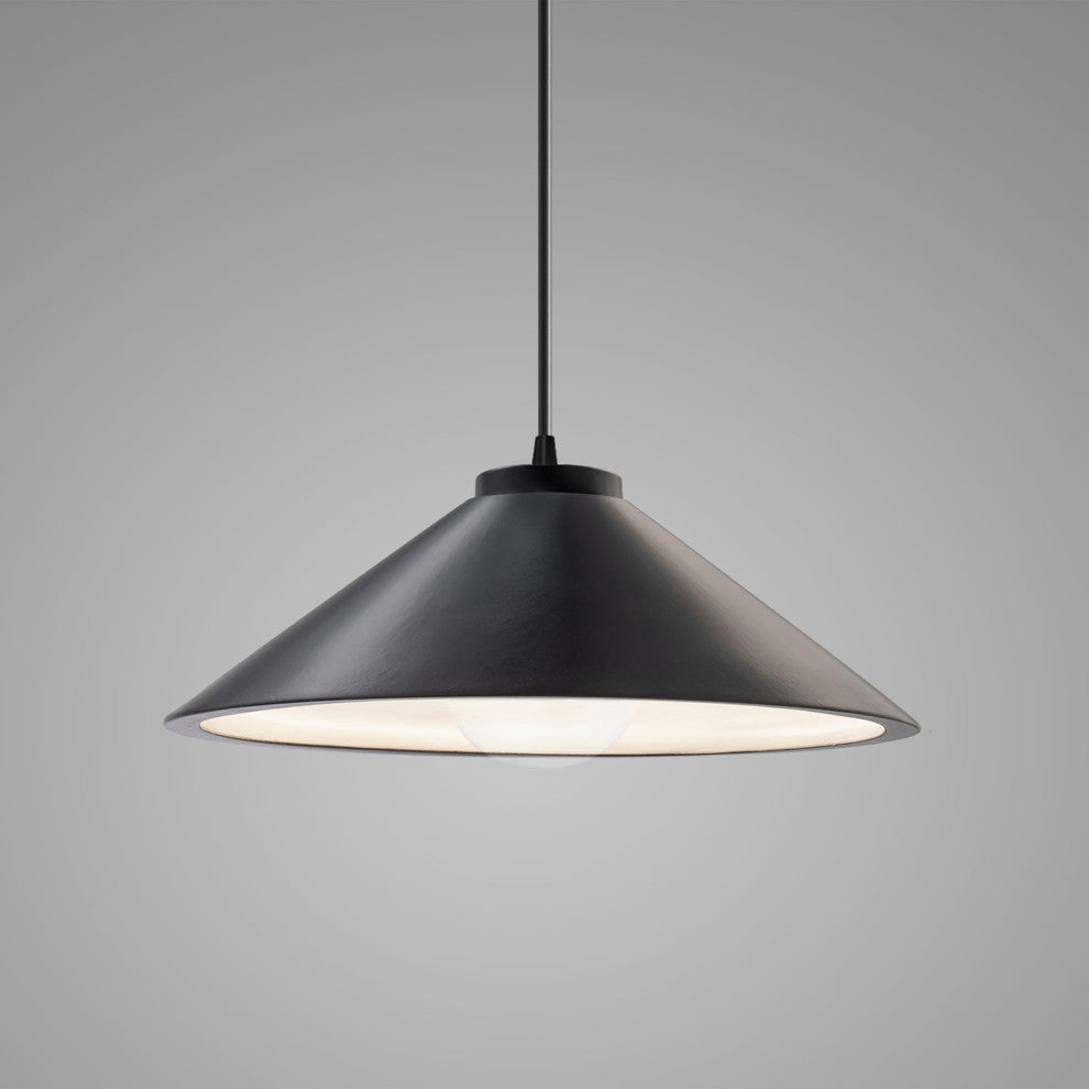 Flare Pendant, Carbon Matte Black, Matte Black, Black Cord, Incandescent