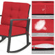 Costway Patio Rattan Rocker Chair Glider Wicker Rocking Chair Cushion Lawn Red