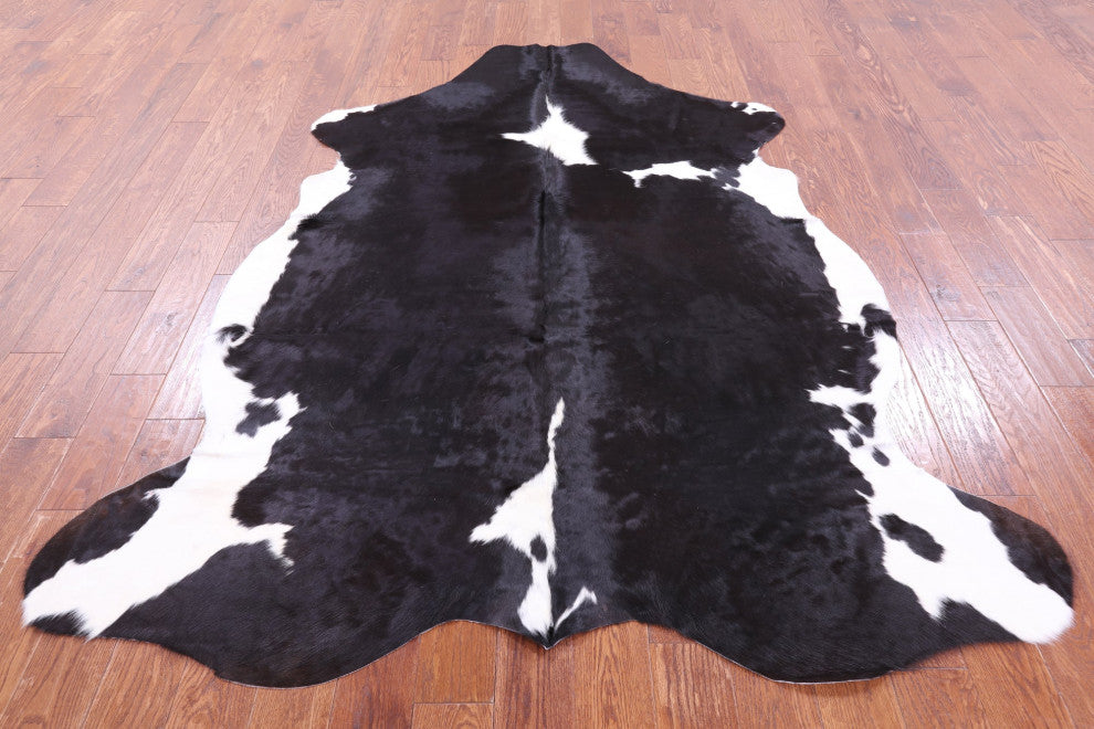 Black and White Natural Cowhide Rug 7' 7" X 6' 1" C2304