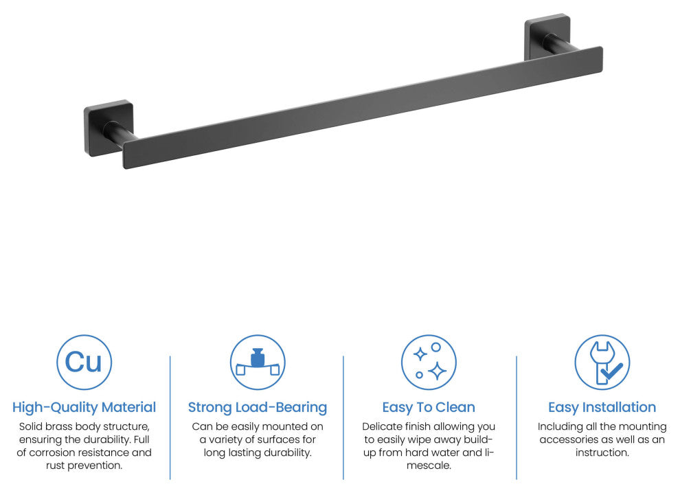 Blaze 18 inch Bathroom Towel Bar, Matte Black