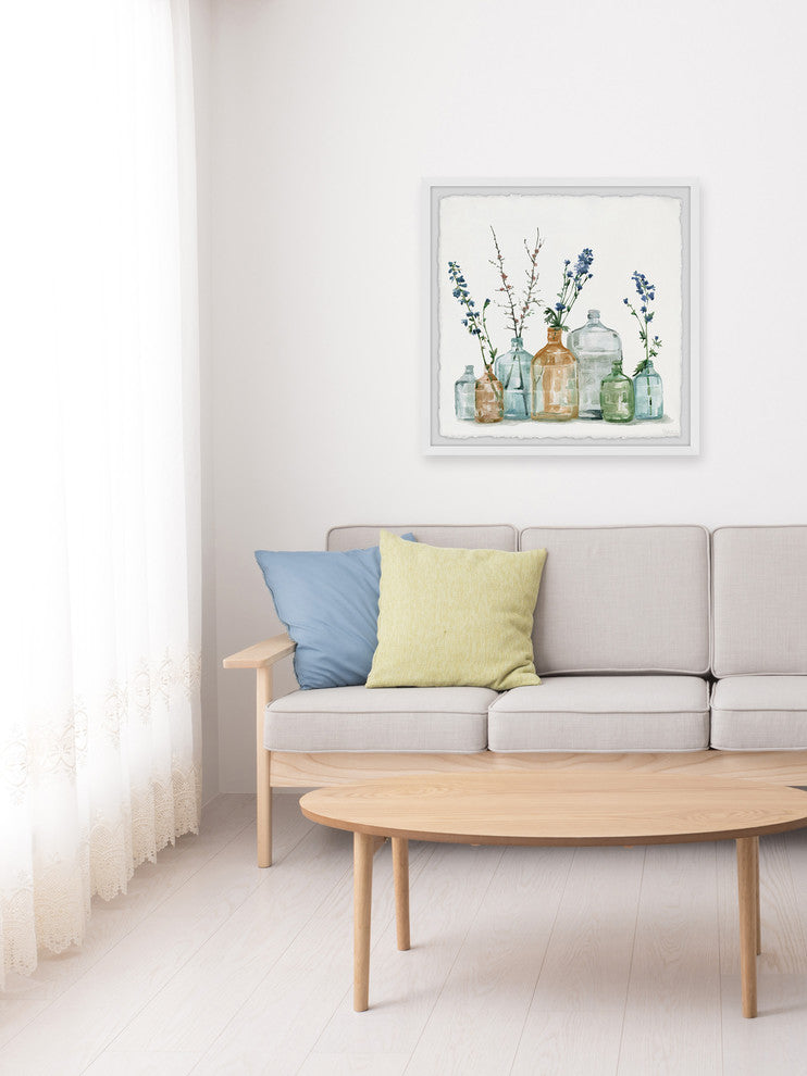 "Hipster Bottles" Framed Painting Print, 32"x32"