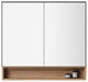 Bergen Modern Medicine Cabinet, Matte Black Frame, Pecan Oak Shelf, 36"