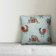 Rooster Pattern, Blue Outdoor Throw Pillow, 18"x18"