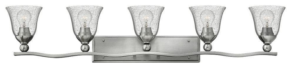 Hinkley Bolla Five Light Vanity, Brushed Nickel With Clear Glass