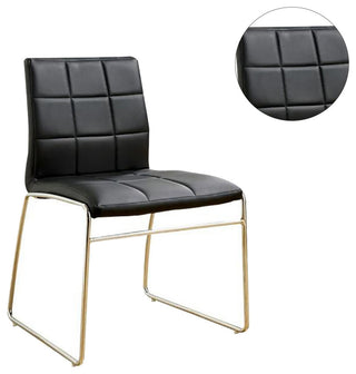 Set of 2 Leatherette Upholstered Side Chair, Black