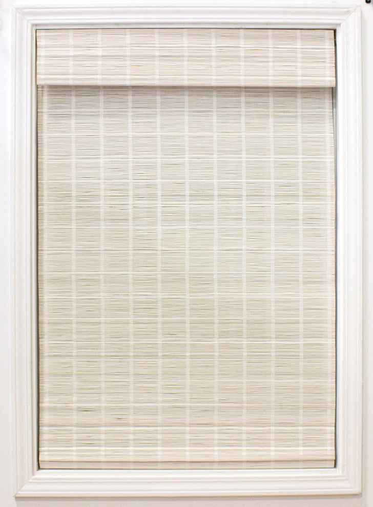 Cordless Bayshore Matchstick Bamboo Roman Shade, White, 36"x64"