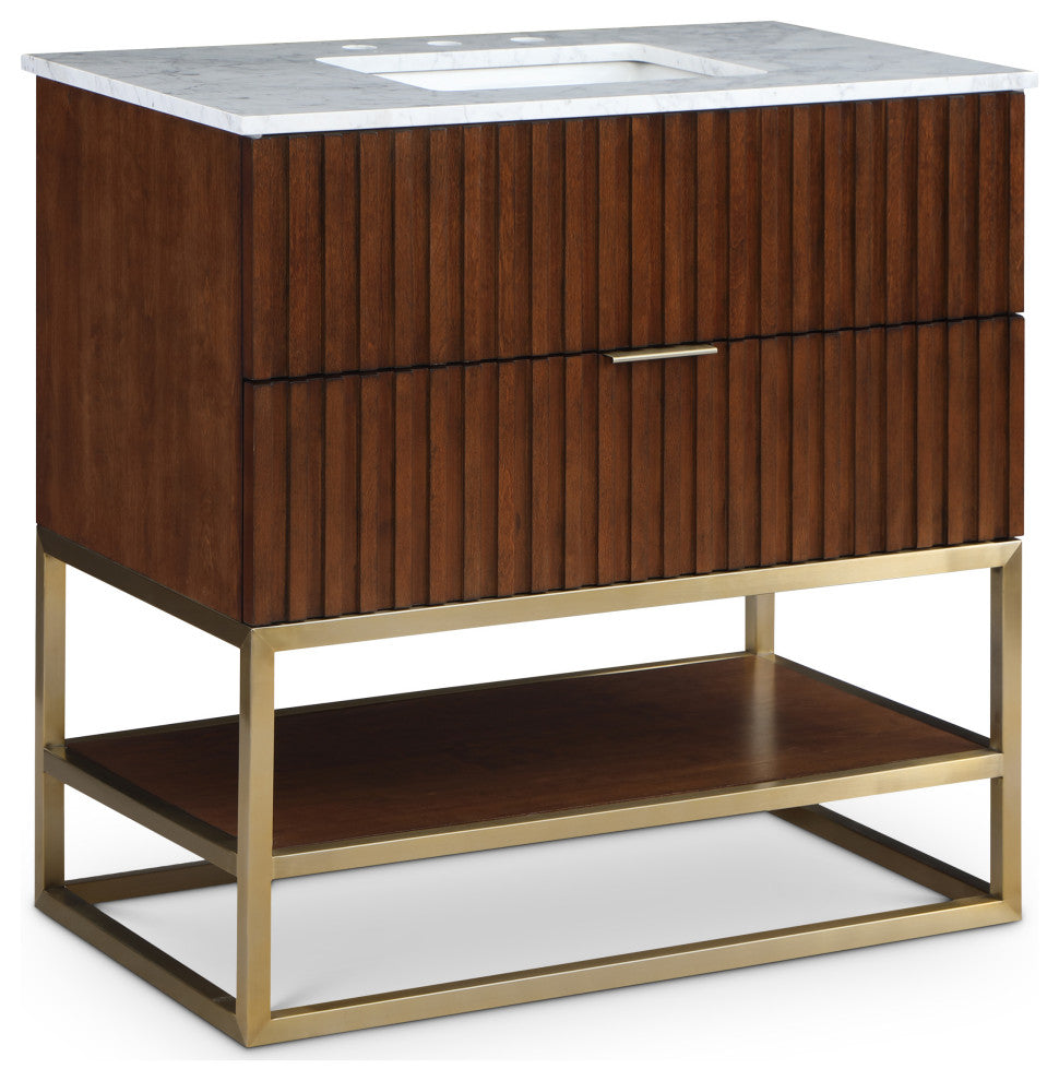 Monad Bathroom Vanity, Walnut, 36" Wide