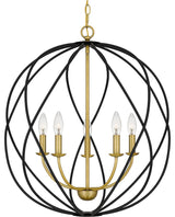 Quoizel BYN2824 5 Light 24"W Taper Candle Multi Light Pendant - Aged Brass