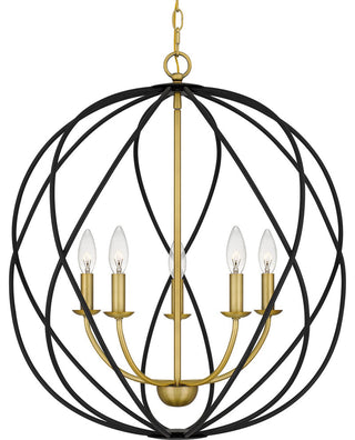 Quoizel BYN2824 5 Light 24"W Taper Candle Multi Light Pendant - Aged Brass