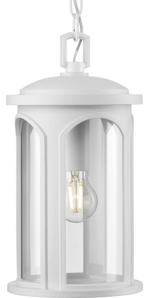Gables Collection 14-1/8" 1-Light Satin White Outdoor Hanging Lantern