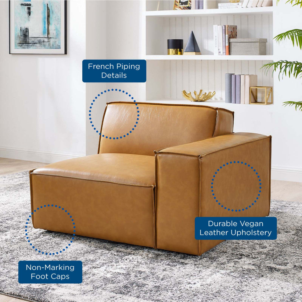 Restore Right-Arm Vegan Leather Sectional Sofa Chair-Tan