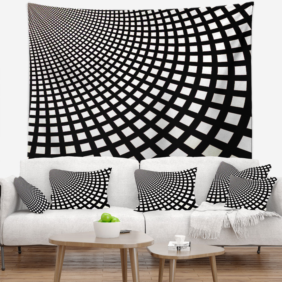 Fractal Square Pixel Mosaic Illustration Abstract Wall Tapestry, 80"x68"