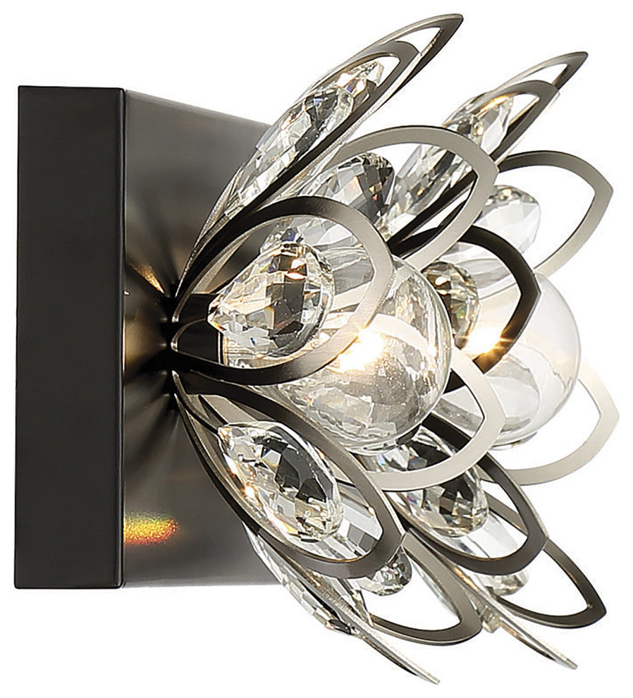 Savoy House Poppy 2LT Bath Vanity Light 8-1724-2-66, Matte Black/Satin Nickel