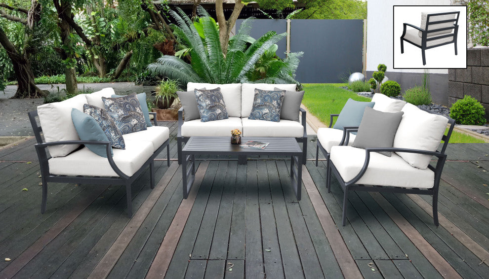 Lexington 7 Piece Outdoor Aluminum Patio Furniture Set 07e White