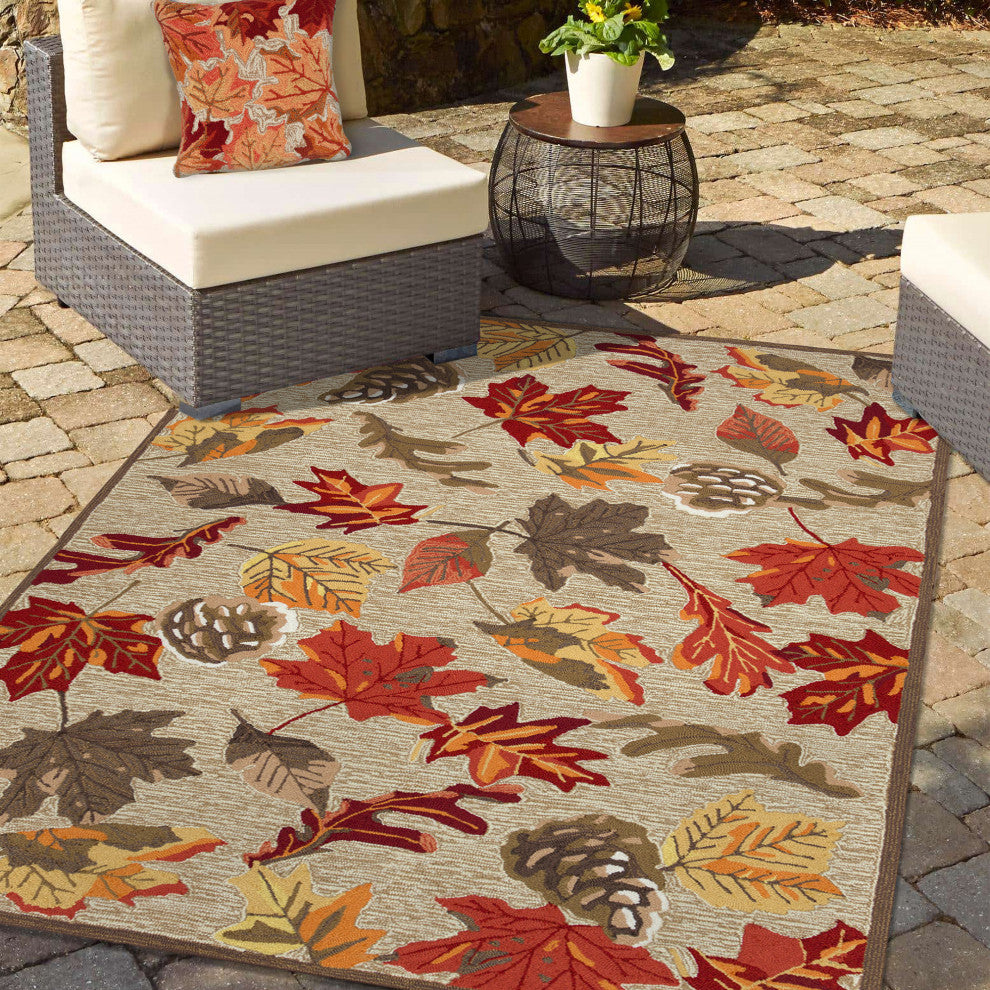 Ravella Falling Leaves Indoor/Outdoor Rug Natural 3'6"x5'6"