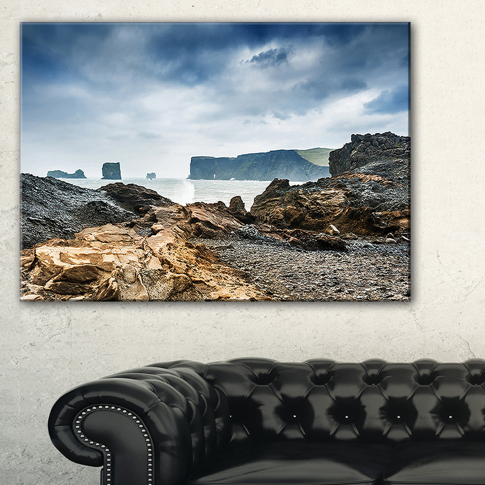 "Storm in Rocky Coast of Atlantic" Landscape Wall Art Canvas Print, 32"x16"