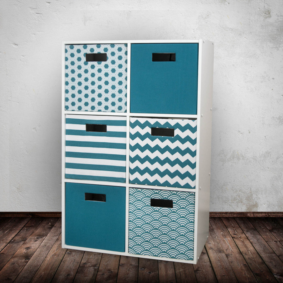 Polyester Cube Waves Teal Square 13"x13"x13"