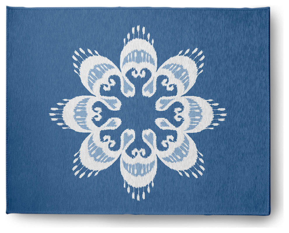 Ikat Mandala Chenille Rug, Blue, 8'x10'