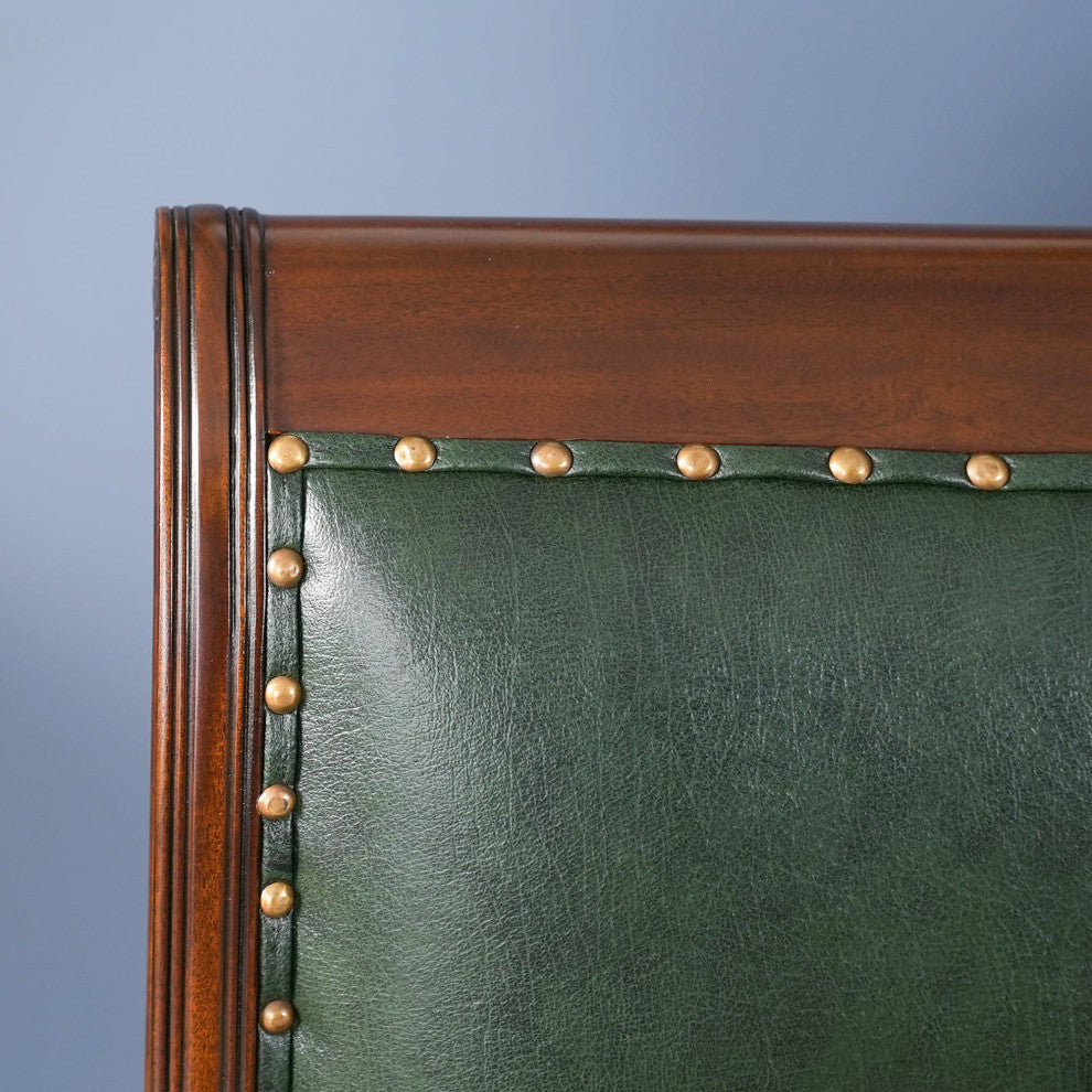 Regency Green Leather Arm Chair