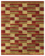 Weave & Wander Keystone Hand Knot Striped Rug, Red/Gold, 4'x6'