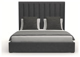 Nativa Interiors Moyra Vertical Channel Tufted Bed, Charcoal, Ca King, Headboard: Medium