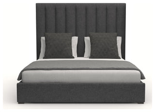 Nativa Interiors Moyra Vertical Channel Tufted Bed, Charcoal, Ca King, Headboard: Medium
