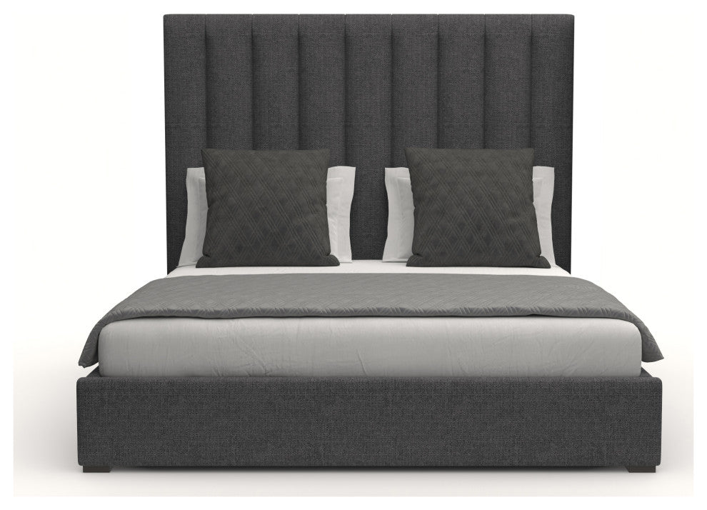 Nativa Interiors Moyra Vertical Channel Tufted Bed, Charcoal, Ca King, Headboard: Medium