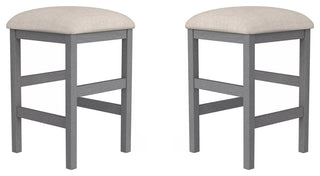 Set of 2 Counter Height Stool in Light Gray and Beige