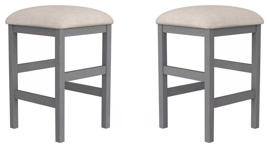 Set of 2 Counter Height Stool in Light Gray and Beige