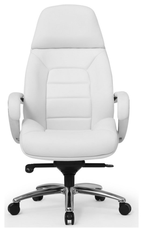 Gates Fully Reclining Adjustable Executive Chair Soft Top Grain Leather, White