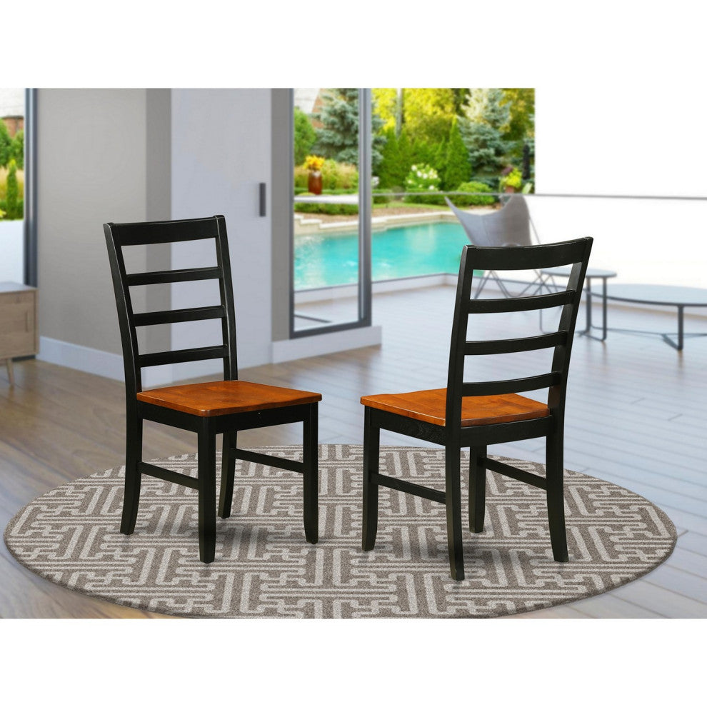 Parfait Chair With Wood Seat Black and Cherry Finish- Set of 2