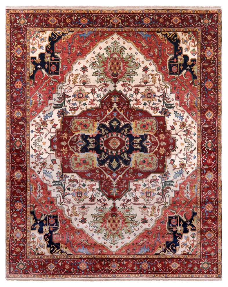 7' 11" X 10' 0" Handmade Persian Fine Serapi Wool Rug - Q14686