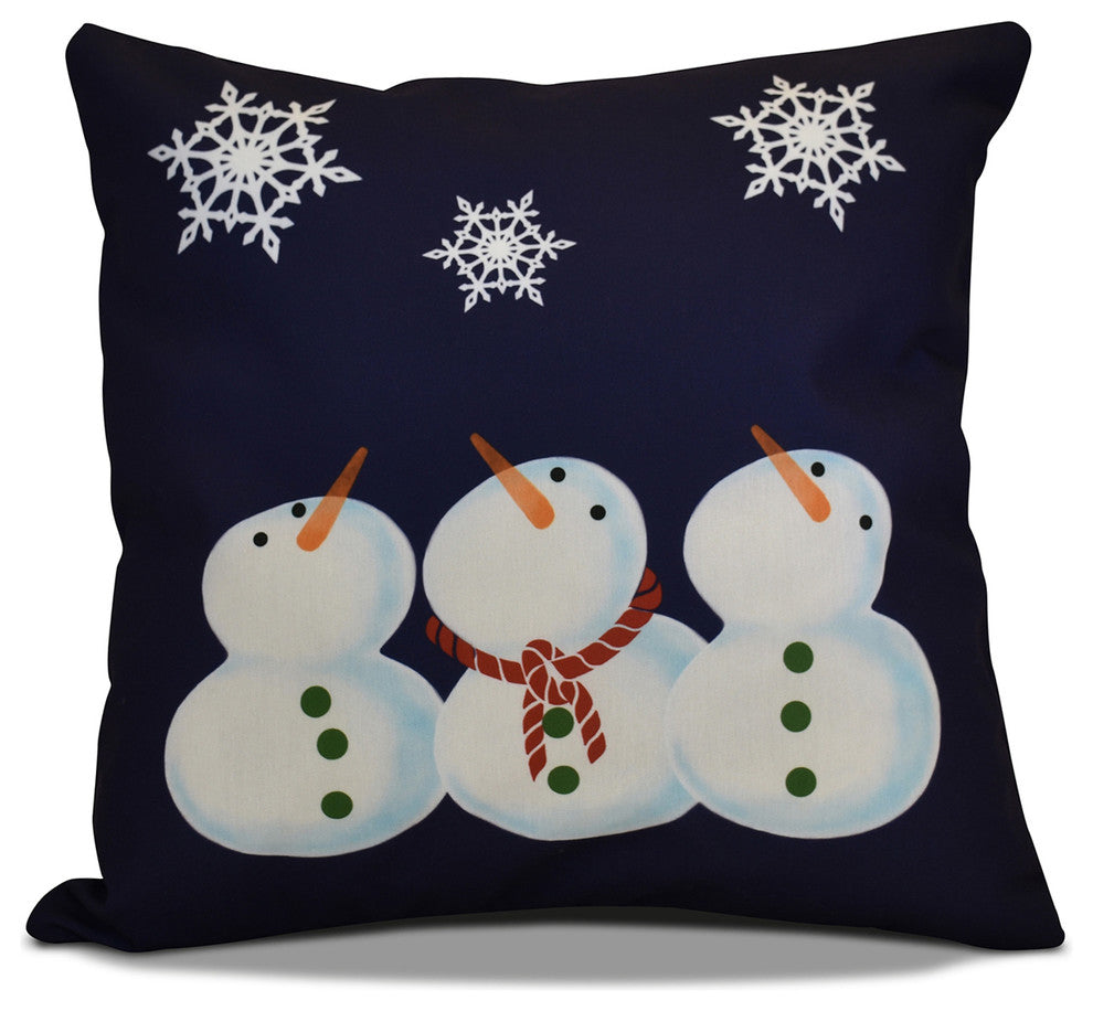 Decorative Holiday Pillow Geometric Print, Navy Blue, 18"x18"