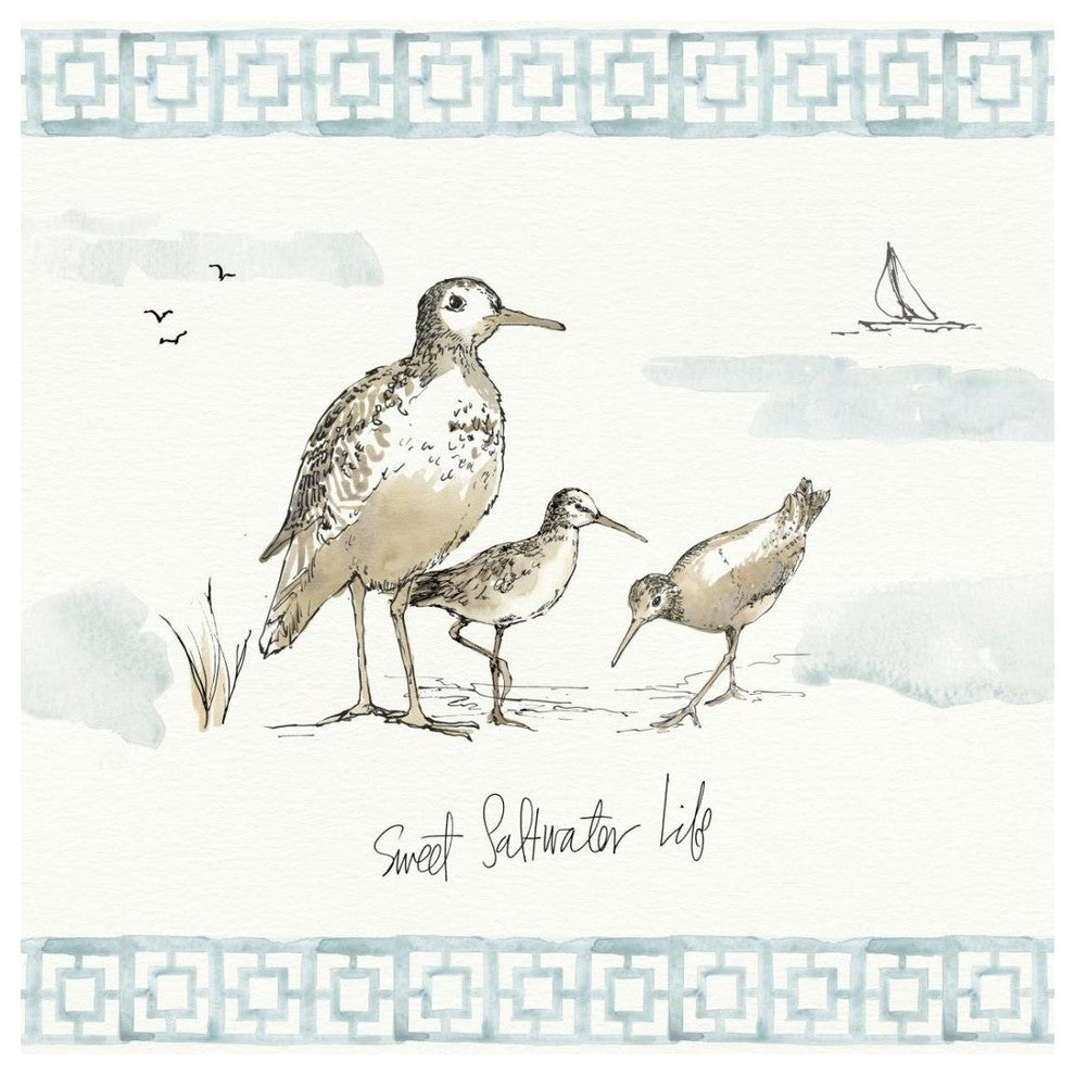 "Sandpiper Sea I" Digital Paper Print by Anne Tavoletti, 26"x26"