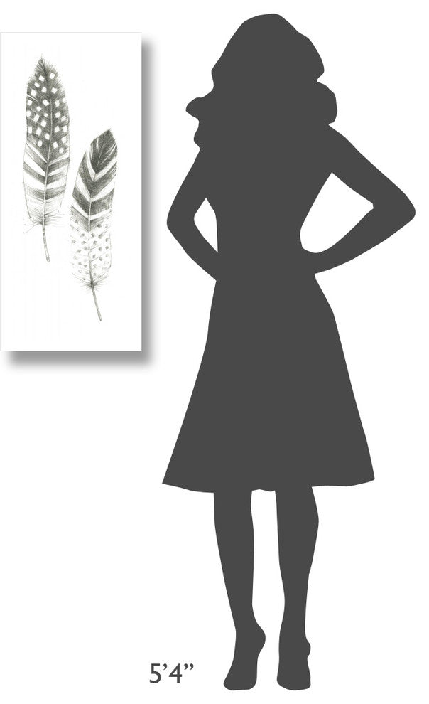 "Feather Sketches VIII" Digital Paper Print by Avery Tillmon, 14"x32"