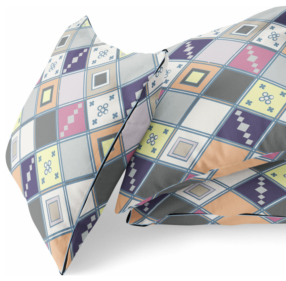 20" Beige Pink Tile Indoor Outdoor Zippered Throw Pillow