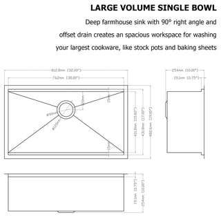Undermount Workstation Single Bowl Stainless Steel Kitchen Sink 32", 32*19*10 Inch